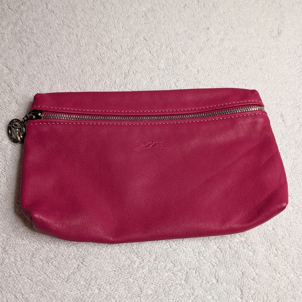 Authentic Longchamp Pink 🩷 Leather Pouch - Near New Condition